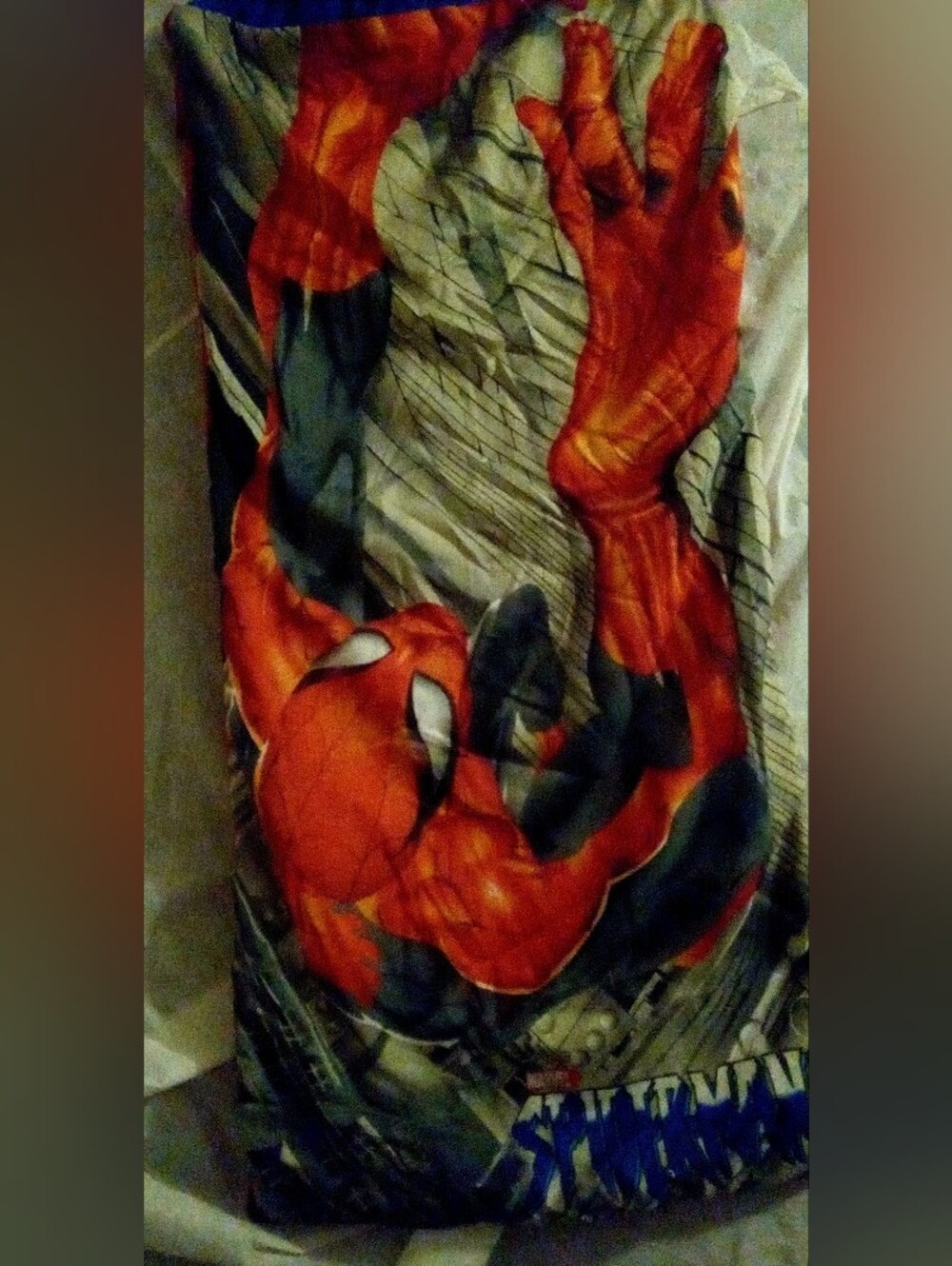 Spiderman Sleeping Bag Kids Boys Marvel Comics Graphic Zipper Buttons Like New